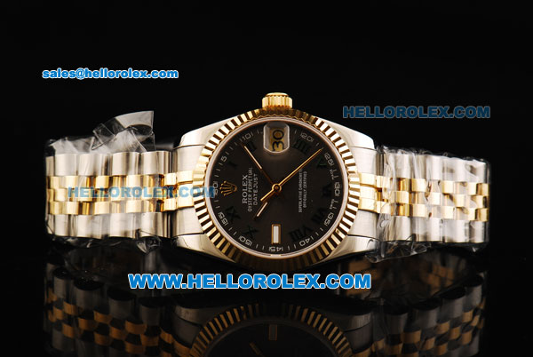 Rolex Datejust Automatic Movement Steel Case with Chocolate Dial and Two Tone Strap-Lady Model - Click Image to Close